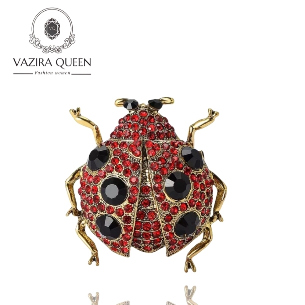VQ Rhinestones Ladybug Brooch